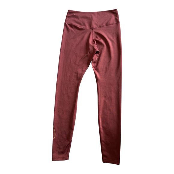 Nike Mid Rise Rust Full Length Dri -Fit Training Gym Workout Leggings Size M - Picture 3 of 8